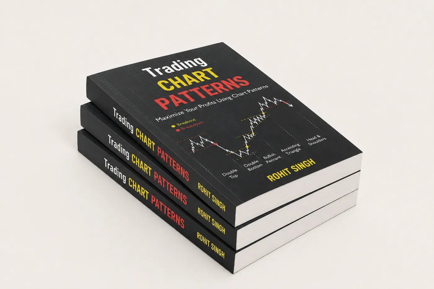 Trading Chart Patterns paperback stacked beside the open book